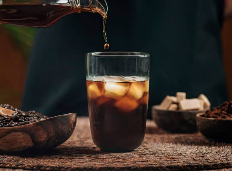 Pouring Cold Brew Iced Coffee
